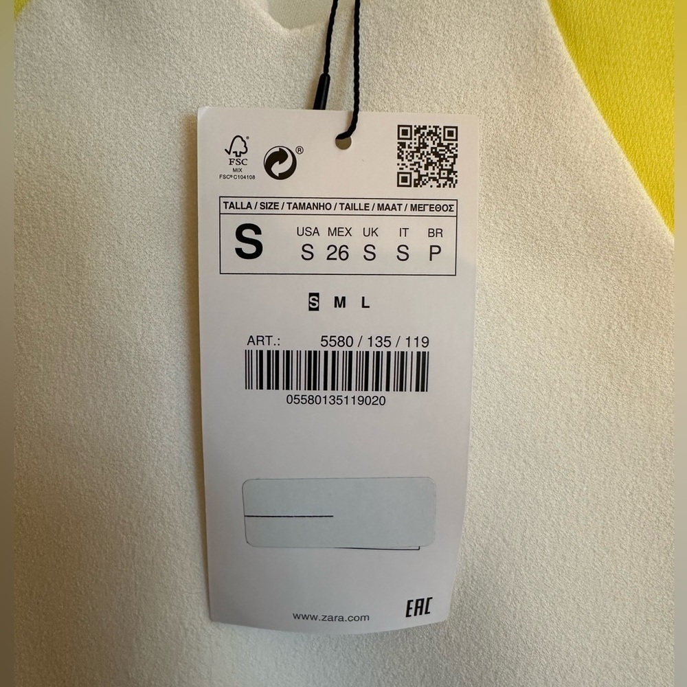 SOLD- NWT Zara Ruffle Strap TankTop Womens Size Small Yellow White Gray Blouse - Picture 5 of 9
